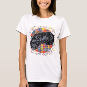 T-shirt J'adore mon Scottie sur carreaux