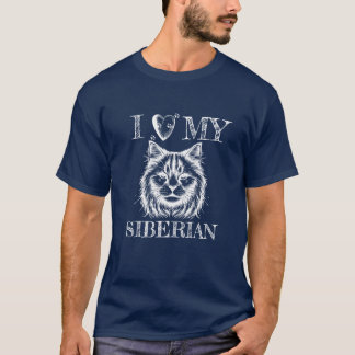 T-shirt J'adore mon Sibérien, empreintes de pattes de chat
