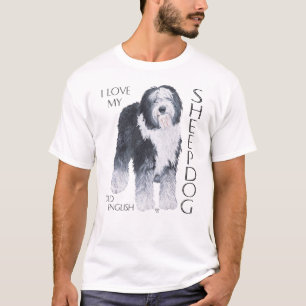 T-shirt J'adore mon vieux chien de berger anglais