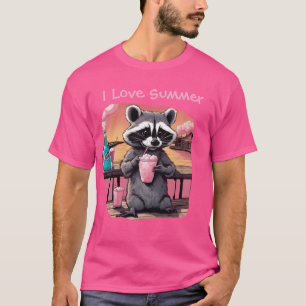 T-shirt J'adore Raccoon d'été sur la Promenade avec un sod