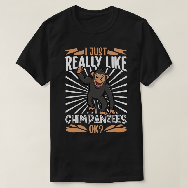 T-shirt J'adore vraiment Chimpanzés Chimpanzé (Design devant)