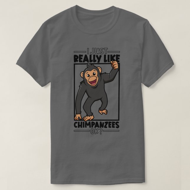 T-shirt J'adore vraiment Chimpanzés Chimpanzé 1 (Design devant)