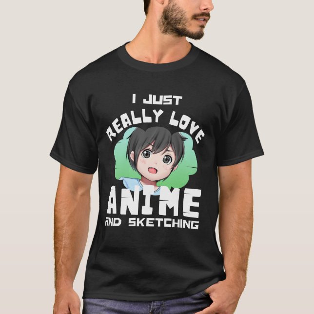 T-SHIRT J'ADORE VRAIMENT L'ANIME ET LE SQUETCHING (Devant)