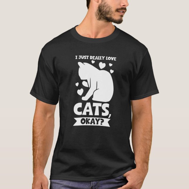 T-shirt J'adore vraiment les chats, d'accord Chat (Devant)