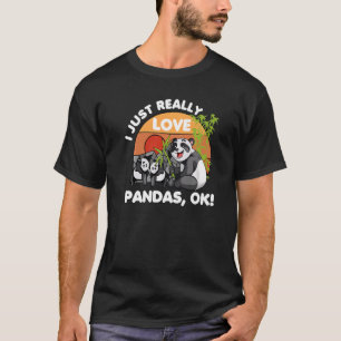 T-shirt J'adore vraiment les pandas ok animal ours rétro