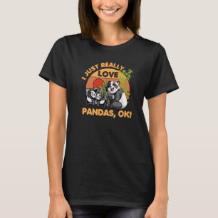 T-shirt J'adore vraiment les pandas ok animal   ours rétro