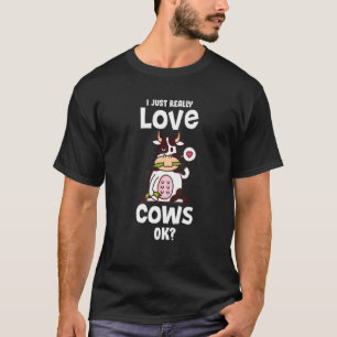 T-shirt J'adore Vraiment Les Vêtements De Vaches D'art Agr