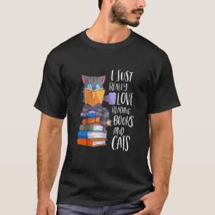 T-shirt J'adore Vraiment Lire Des Livres Et Les Chats