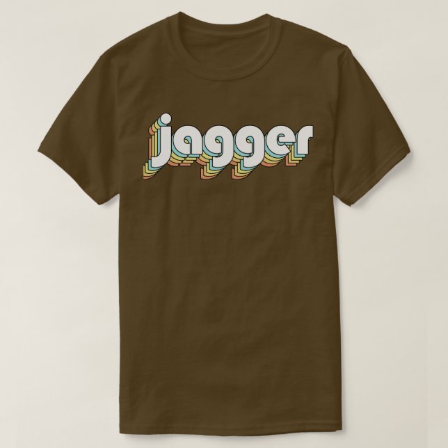 T-shirt Jagger Retro Typographie arc-en-ciel style défraîc (Design devant)