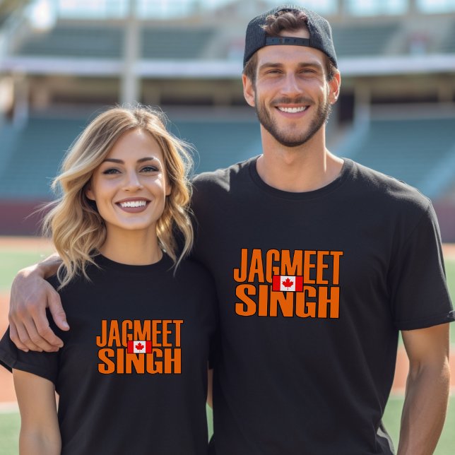 T-shirt Jagmeet Singh Orange Block Text Drapeau canadien (Créateur téléchargé)