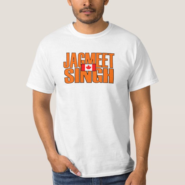 T-shirt Jagmeet Singh Orange Block Text Drapeau canadien (Devant)