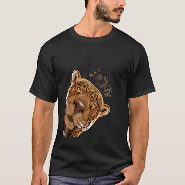 T-shirt Jaguar curieux chat (Devant)