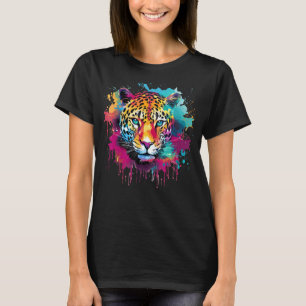T-shirt Jaguar Faune Big Chat Lover Colorée Splash Art