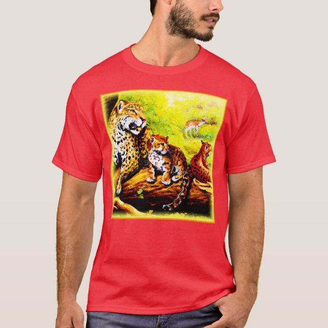 T-shirt Jaguar Maman et Cubs Se détendre dans la jungle. C (Devant)