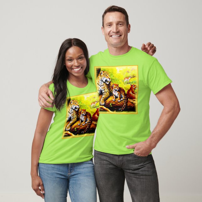 T-shirt Jaguar Maman et Cubs Se détendre dans la jungle. C (Unisexe)