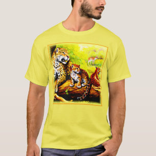 T-shirt Jaguar Maman et Cubs Se détendre dans la jungle. C