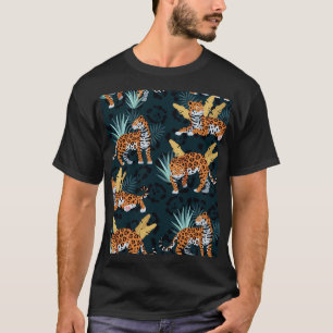 T-shirt Jaguar Palms sans couture Motif Vintage