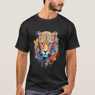 T-shirt Jaguar Visage Grand Amoureux de Chat Impression Ar