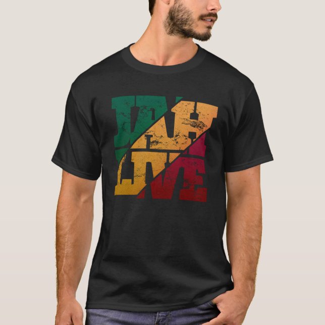 T-shirt Jah Live Rasta Colors Distressed Reggae (Devant)