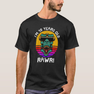 T-shirt J'ai 10 ans Rawr Retro Dinosaur Sunset 10th B