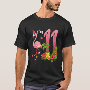 T-shirt J'ai 11 ans Flamant rose Tropical Thème 11e naissa
