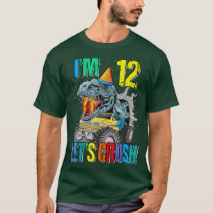 T-shirt J'ai 12 ans, écrasons le Dinosaure de Camion Monst