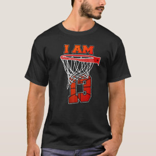 T-shirt J'ai 13 ans de basket-ball thème fête d'anniversai