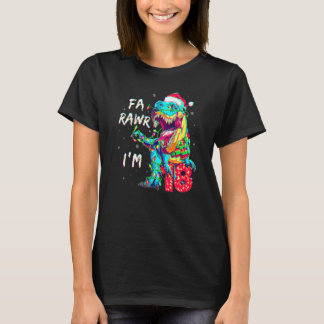 T-shirt J'ai 18 ans Fa Rawr J'ai 18 ans Dinosaure 18ème An