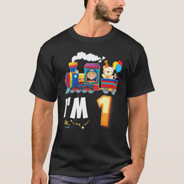 T-shirt J'ai 1 an de train 1er anniversaire Awesome Happy  (Devant)