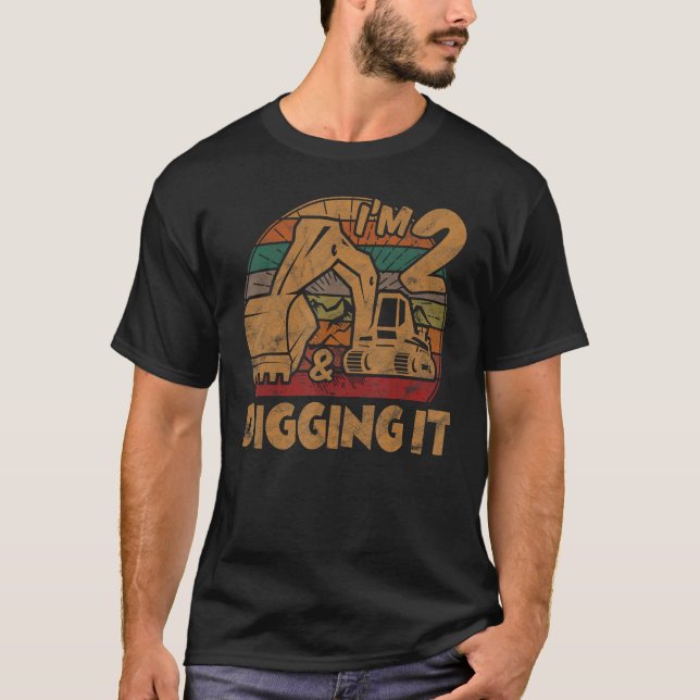T-shirt J'ai 2 ans 2e anniversaire Garçon Excavator Constr (Devant)