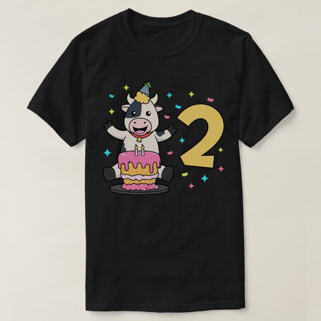 T-shirt J'ai 2 ans avec anniversaire de enfant de vache 2  (Design devant)