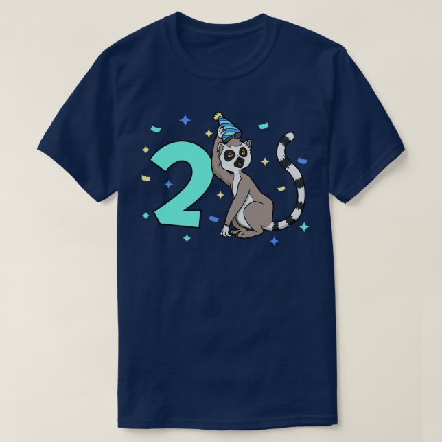 T-shirt J'ai 2 ans avec un anniversaire de enfant de lémur (Design devant)
