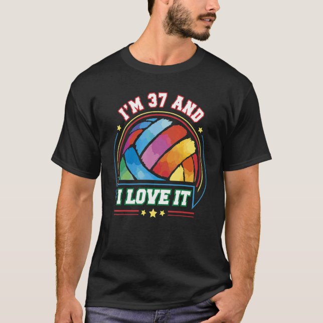 T-shirt J'ai 37 ans et j'aime ça Volleyball Sports 37e Nai (Devant)