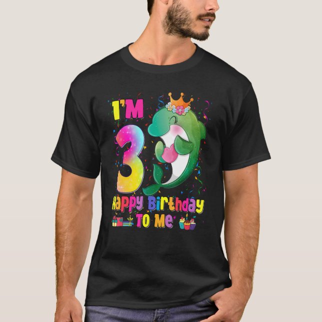 T-shirt J'ai 3 ans 3ème anniversaire filles Ados Dauphin (Devant)