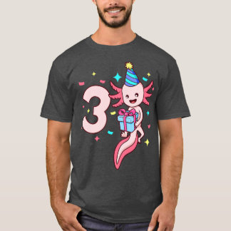 T-shirt J'ai 3 ans avec la fille axolotl anniversaire 3 an