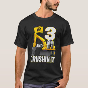 T-shirt J'ai 3 ans et creuser l'excavateur de construction