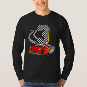 T-shirt J'ai 3 Ans Racing Car Boys Kids Crew 3e Bir