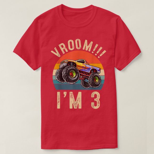 T-shirt J'ai 3 ans Vroom 3e anniversaire voiture de fête (Design devant)