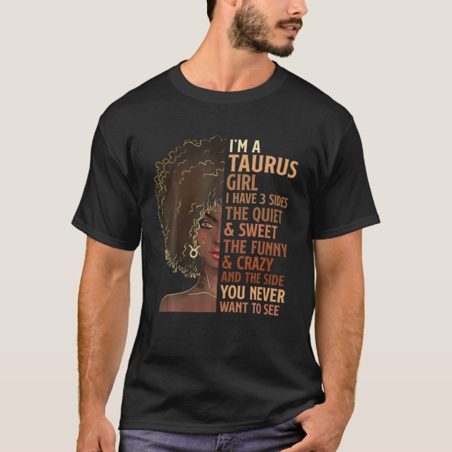 T-shirt J'Ai 3 Taurus Côté Girl Zodiac Astrologie Star Si (Devant)