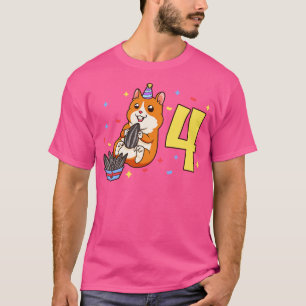 T-shirt J'ai 4 ans avec anniversaire de enfant hamster 4 a