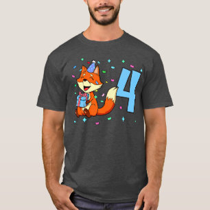 T-shirt J'ai 4 ans avec le renard garçon anniversaire 4 an