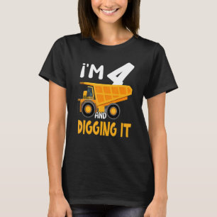 T-shirt J'ai 4 ans et creuser l'excavateur de construction