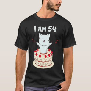 T-shirt J'ai 54 mignonne chaton avec gâteau d'anniversaire