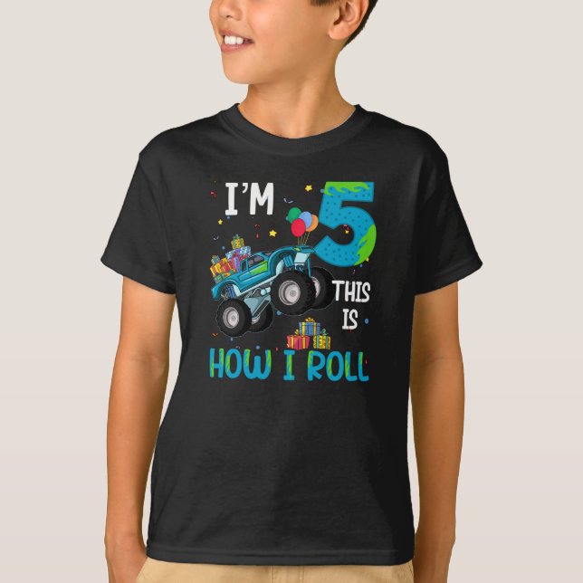 T-shirt J'ai 5 ans C'est comme ça que je roule, garçon ou  (Devant)