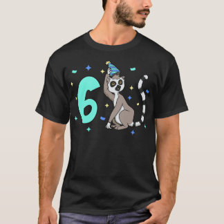 T-shirt J'ai 6 ans avec un anniversaire de enfant de lémur