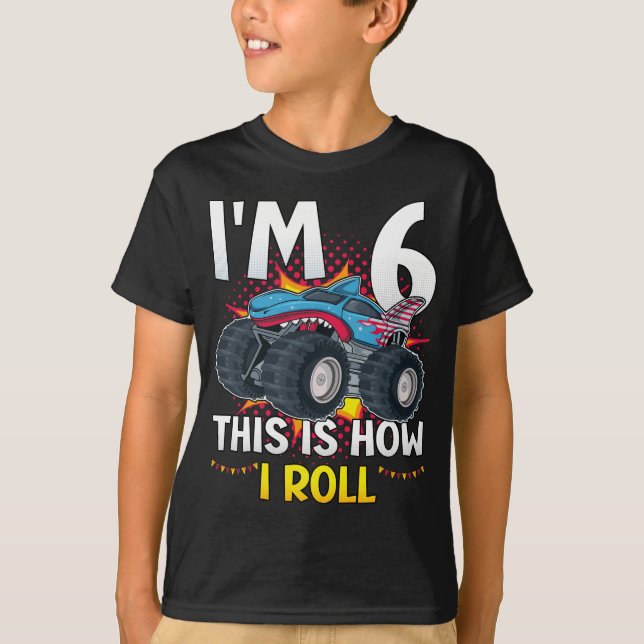 T-shirt J'ai 6 ans Voici comment je roule Monster Truck Bo (Devant)