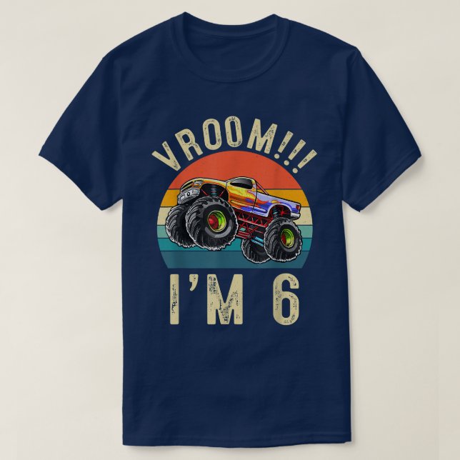 T-shirt J'ai 6 ans Vroom 6e Anniversaire de fête Voiture (Design devant)
