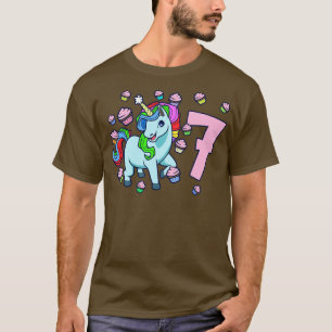 T-shirt J'ai 7 ans avec la licorne fille anniversaire 7 an