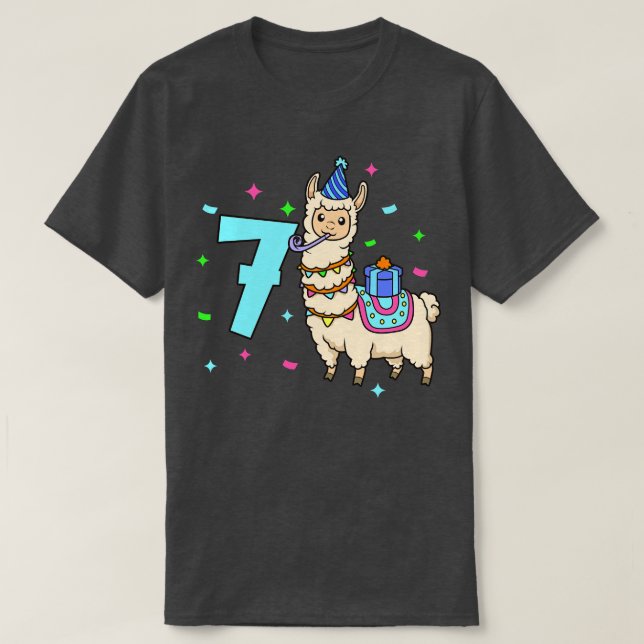 T-shirt J'ai 7 ans avec Lama anniversaire de enfant 7 ans (Design devant)