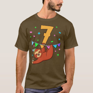 T-shirt J'ai 7 ans avec un anniversaire de enfant paresseu